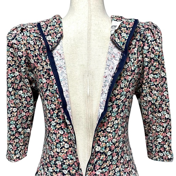 Paquette Petite Vintage 80s Puff Sleeve Ditsy Floral Midi Dress Size 10P - Picture 11 of 13